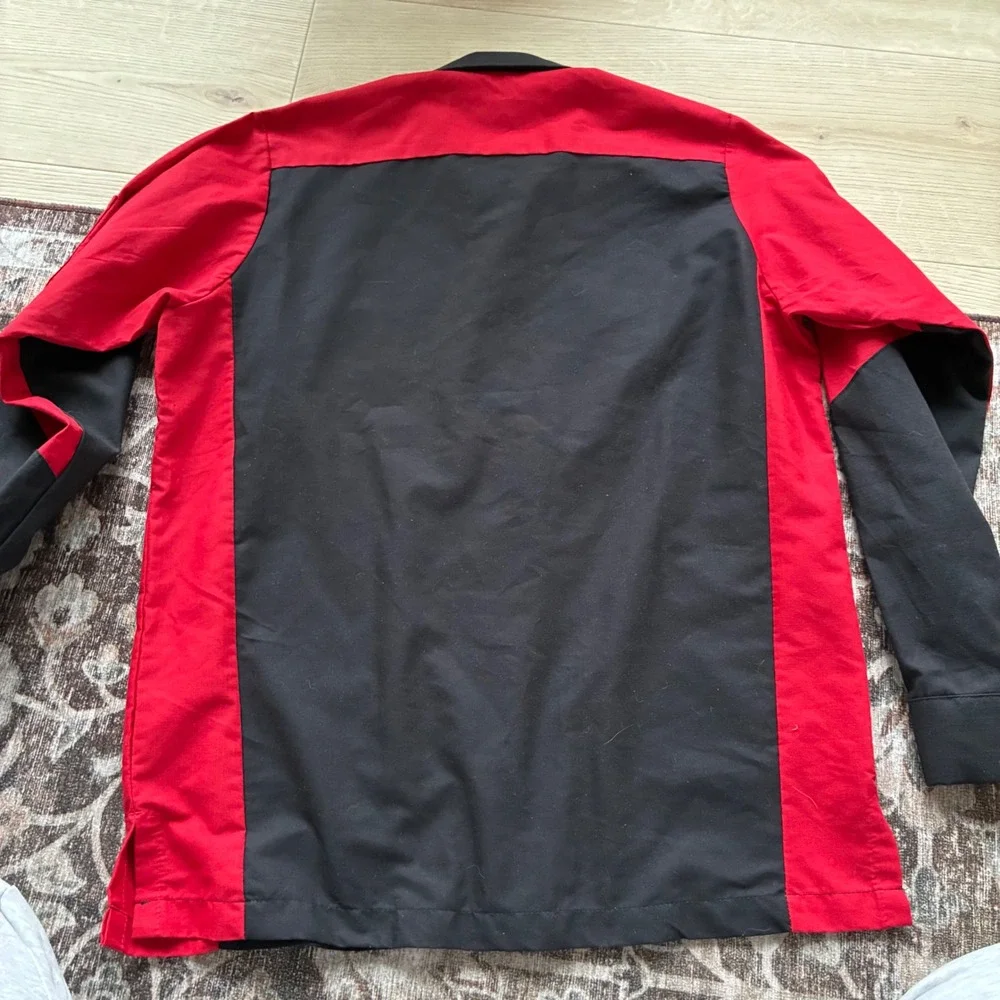 Red Kap Mens Mechanic Work Shirt Long Sleeve Colorblock Red Black SY10BR2 Medium